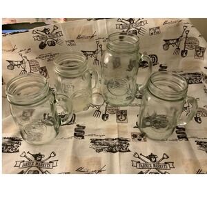 Set of 4 vintage antique Golden Harvest Drink Glass. 3 Med, 1 Large